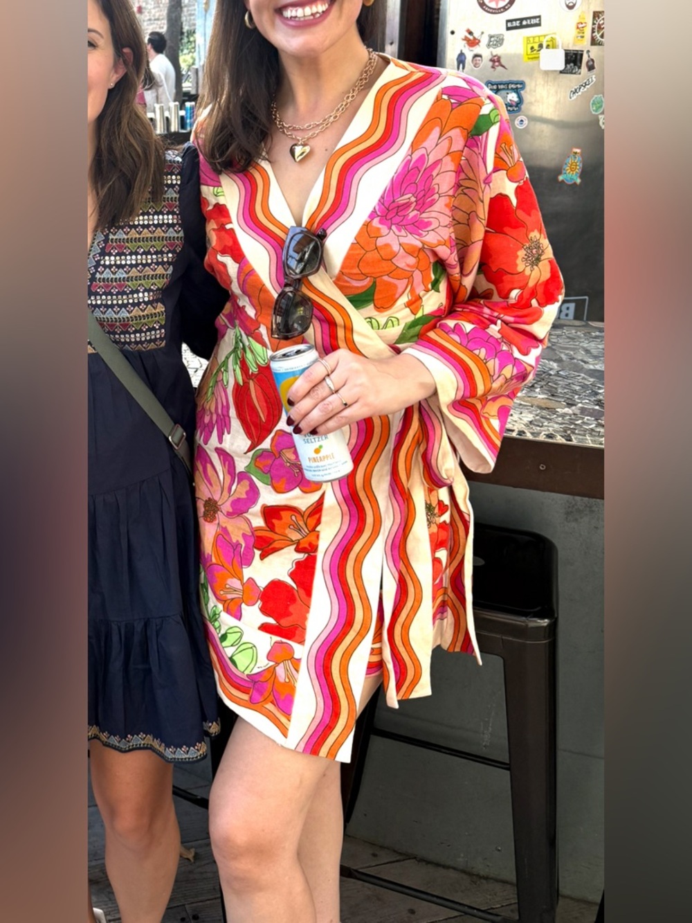 FARM Rio Pink Orange Floral Mini Dress - Picture 6 of 12
